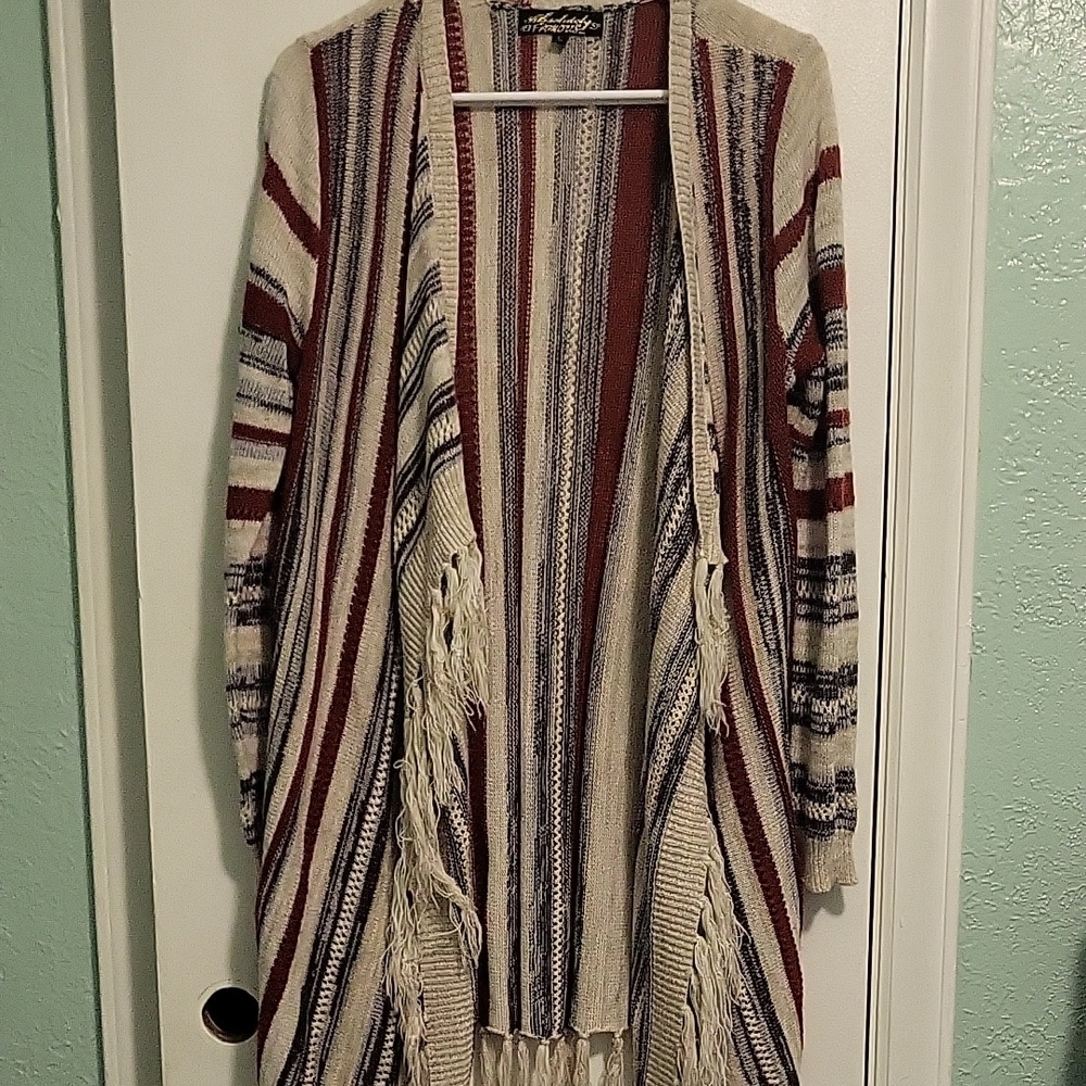 Charlotte Russe Cream and Brown Cardigan Sweater